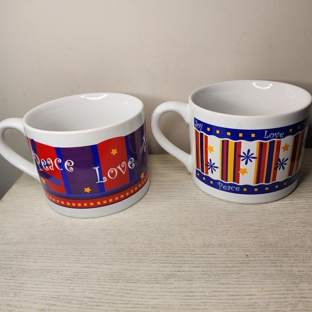 Extra Large 30oz Peace Love Mugs‎ Cups Unbranded Set Of 2